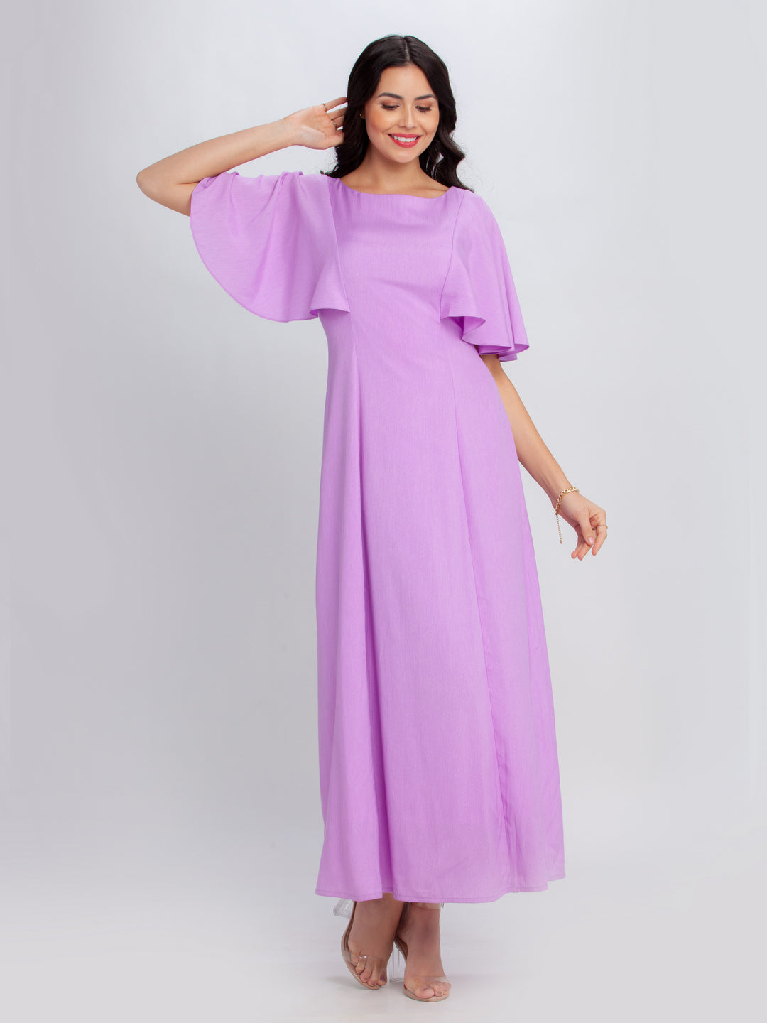 Purple Solid Maxi Dress