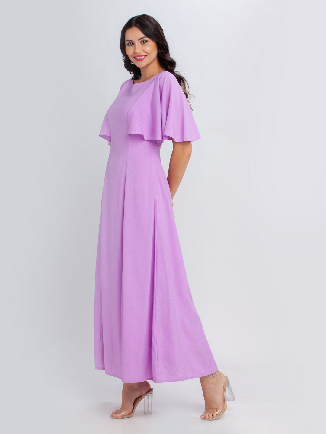 Purple Solid Maxi Dress