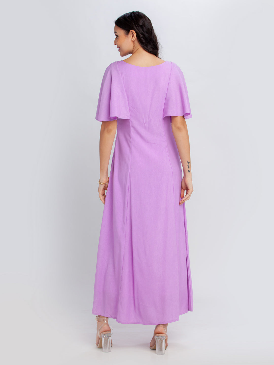 Purple Solid Maxi Dress