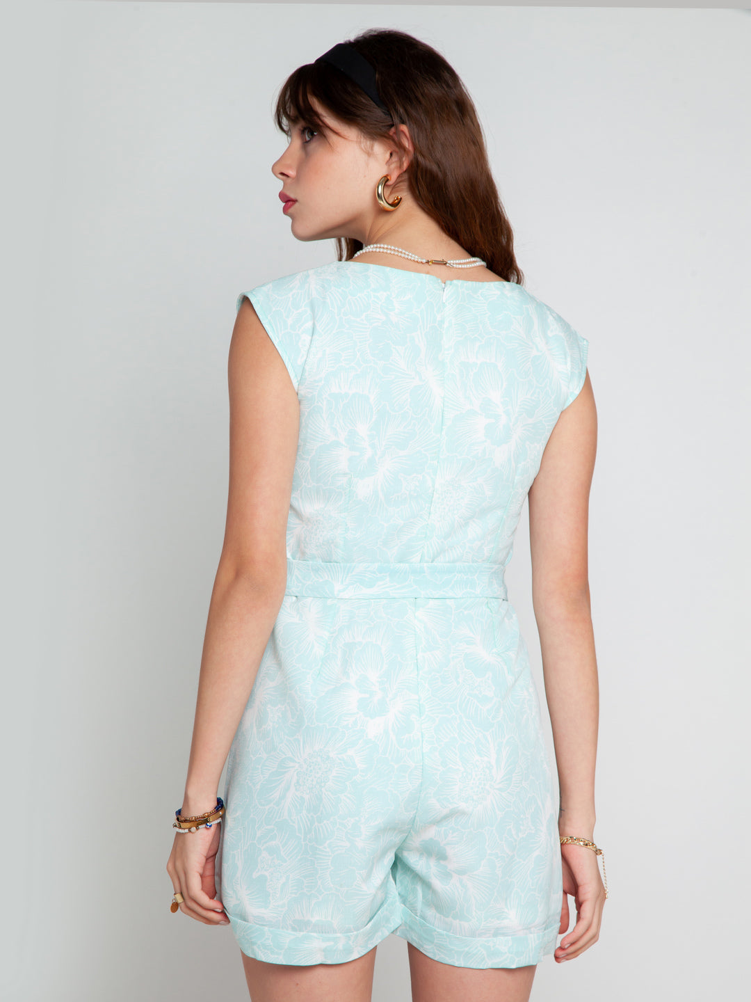 Blue Printed Jumpsuit For Women