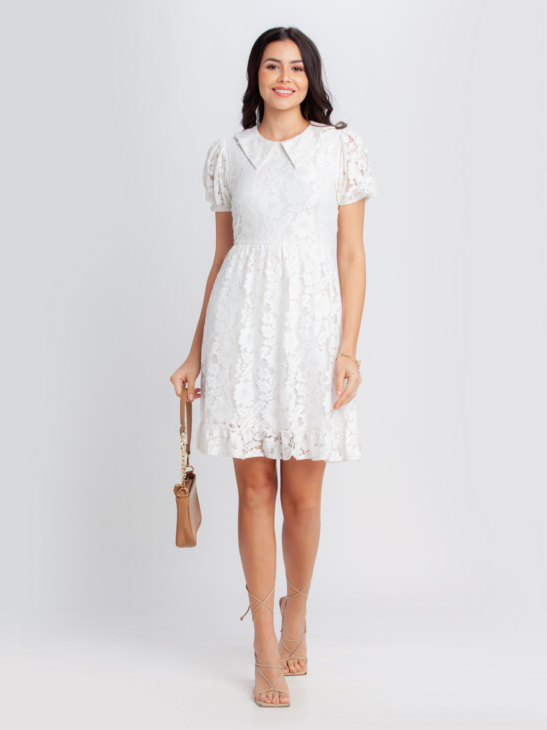 Off White Lace Short Dress