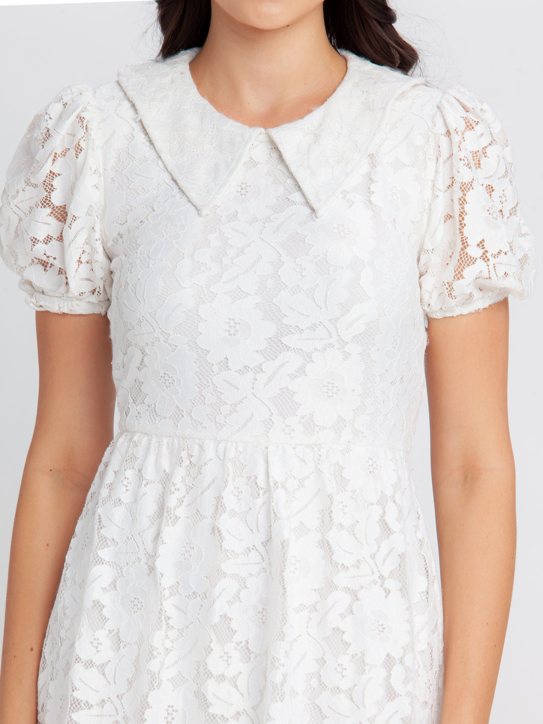 Off White Lace Short Dress