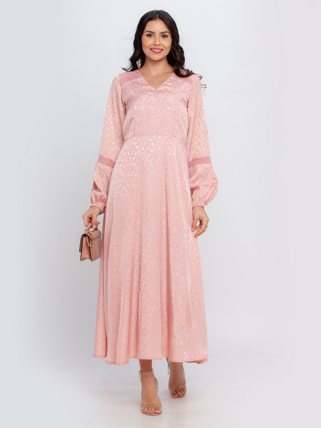Pink Printed Maxi Dress For Women