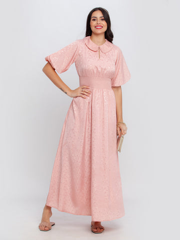 Pink Printed Maxi Dress For Women