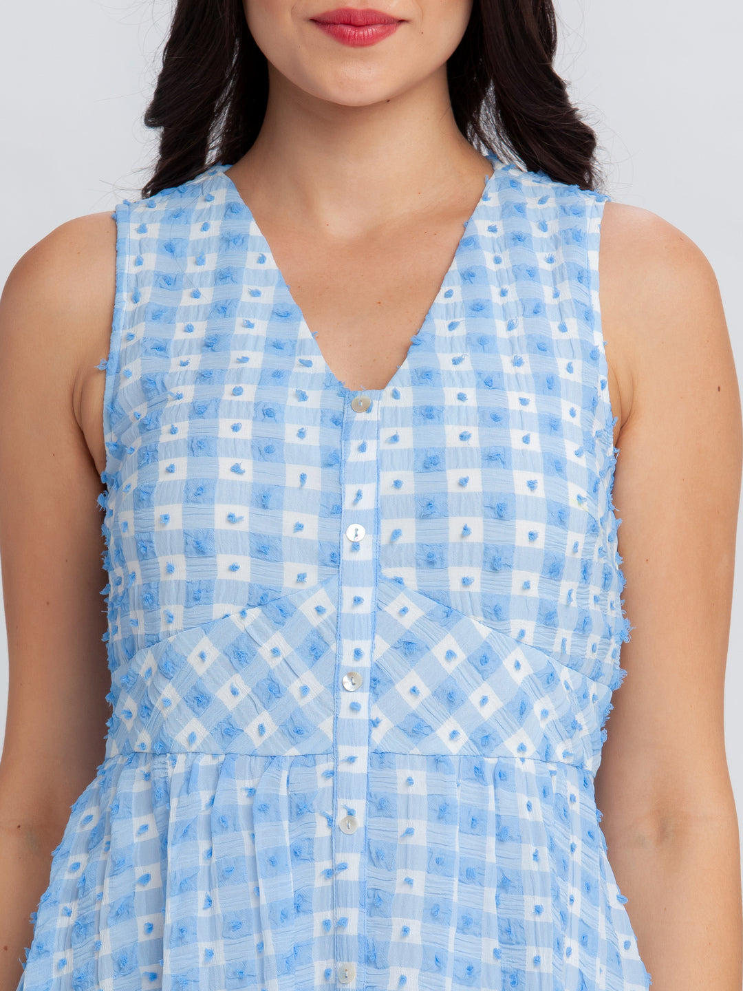 Blue Printed Midi Dress For Women