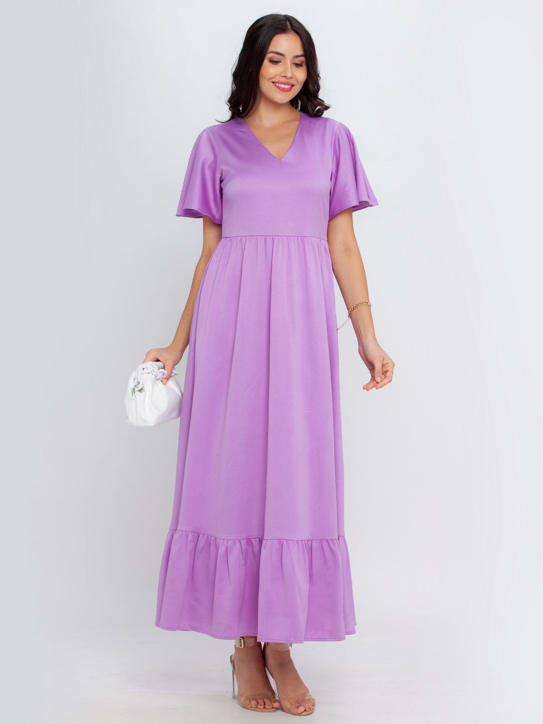 Purple Solid Maxi Dress