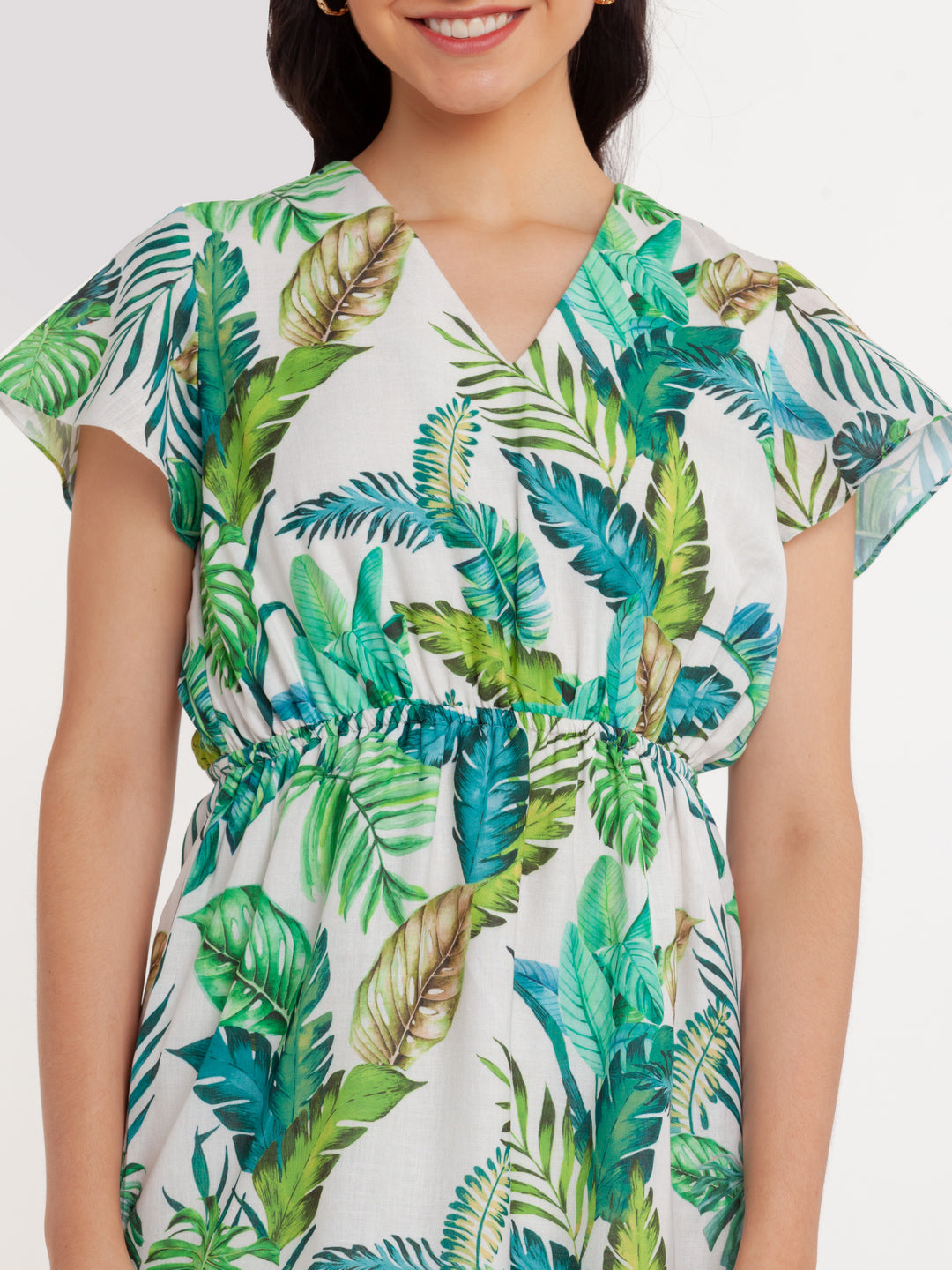 White Printed Midi Dress For Women