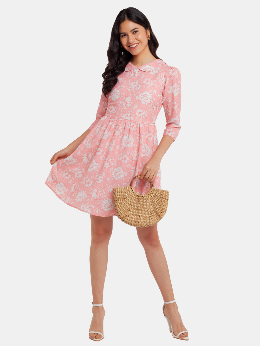 Pink Printed Short Dress