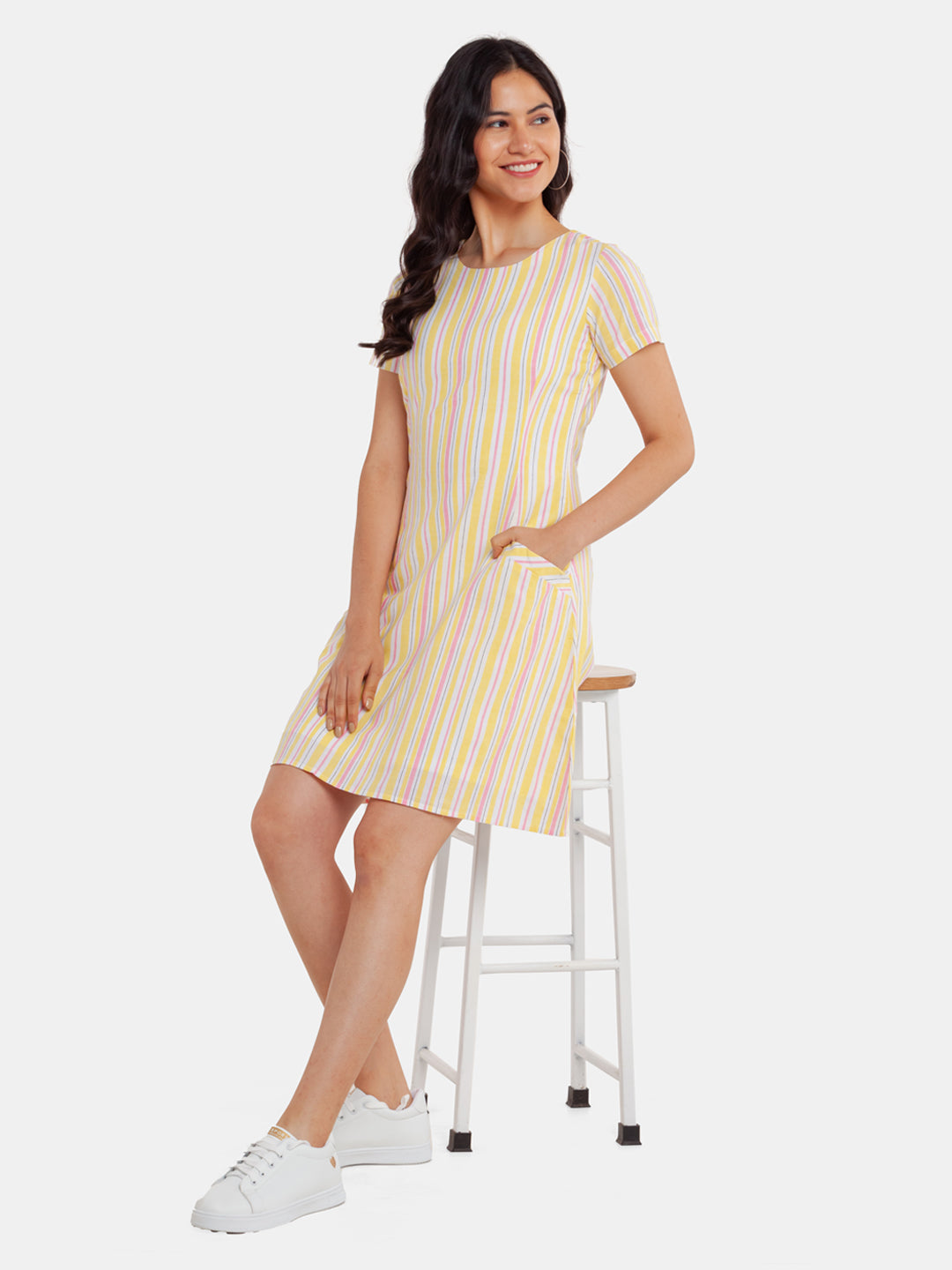 Multicolor Striped Short Dress