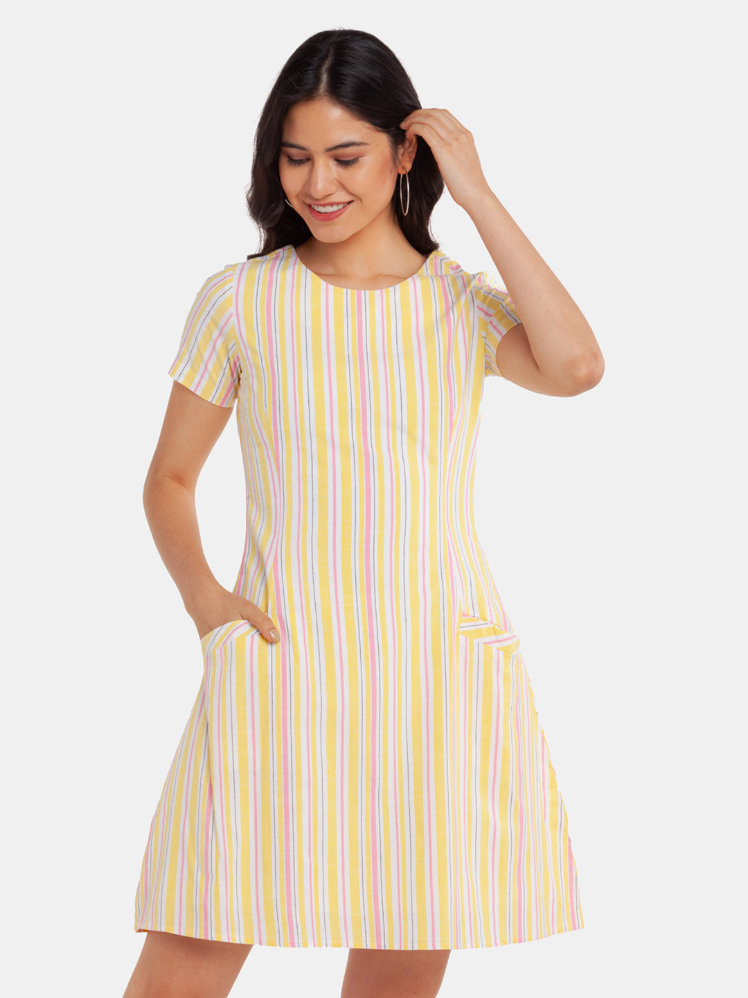 Multicolor Striped Short Dress