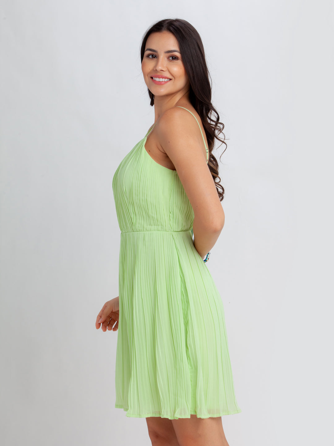 Green Solid Strappy Playsuit For Women