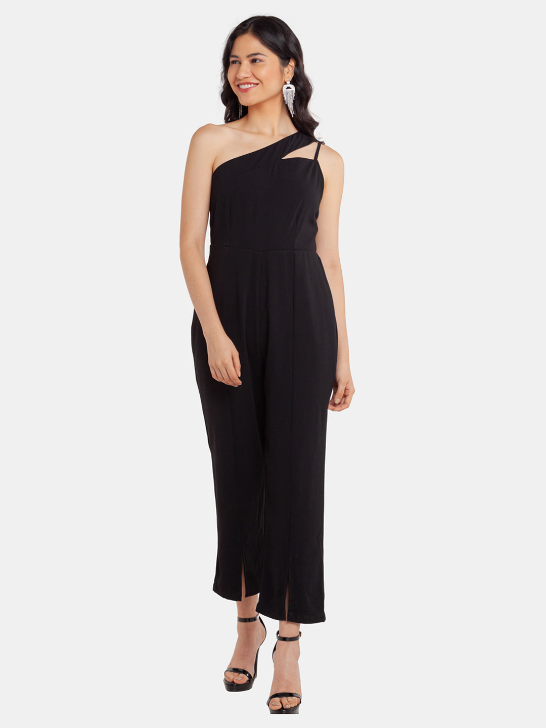 Black Solid Cutout Jumpsuit