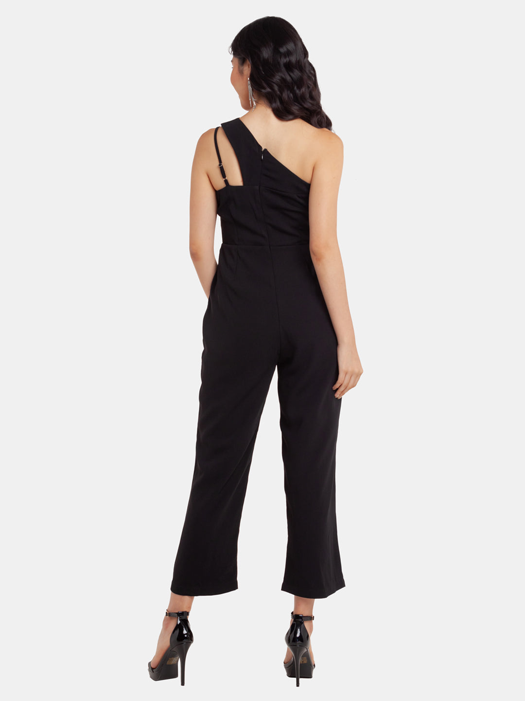 Black Solid Cutout Jumpsuit