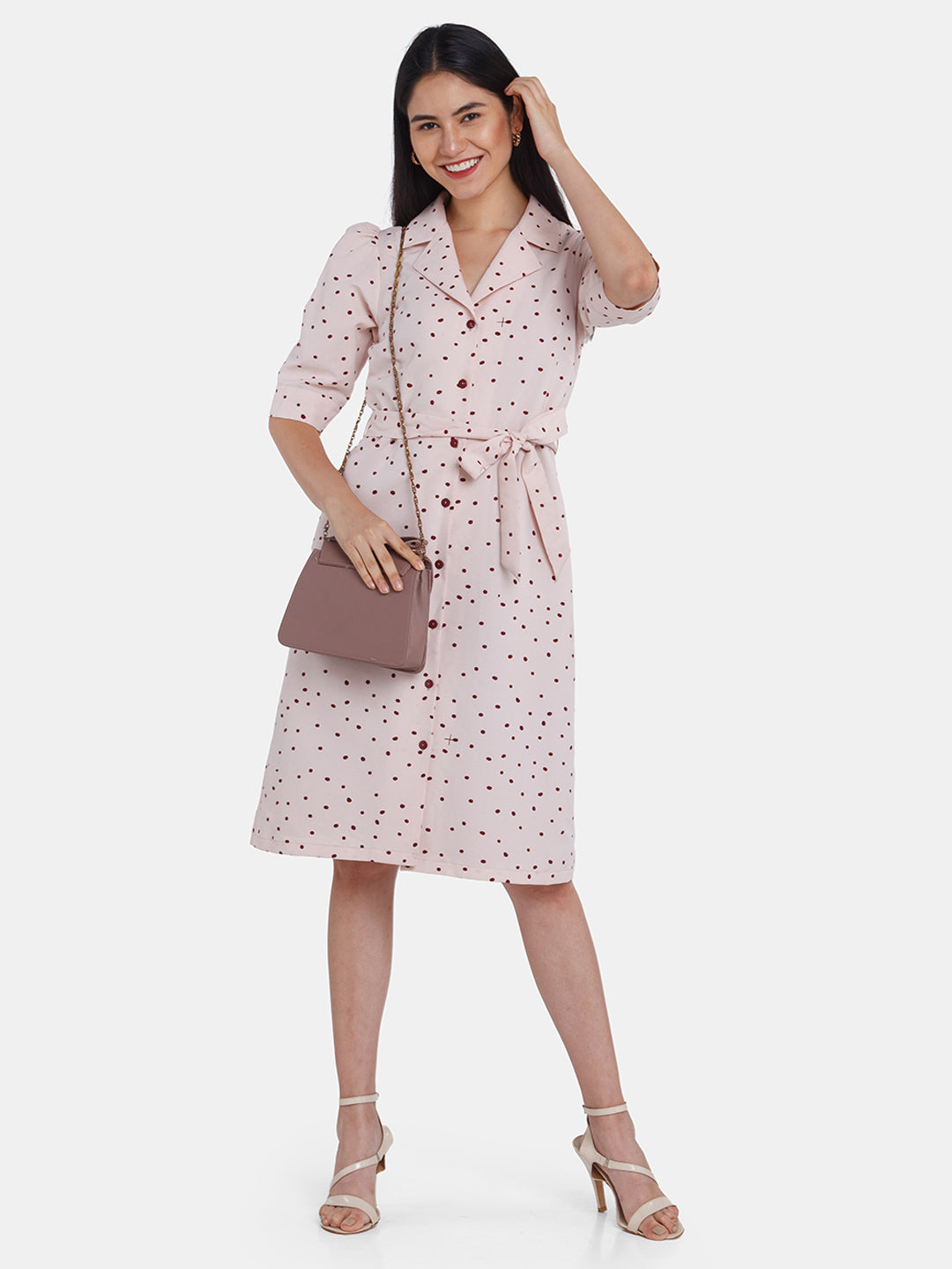 Pink Polka Shirt Dress