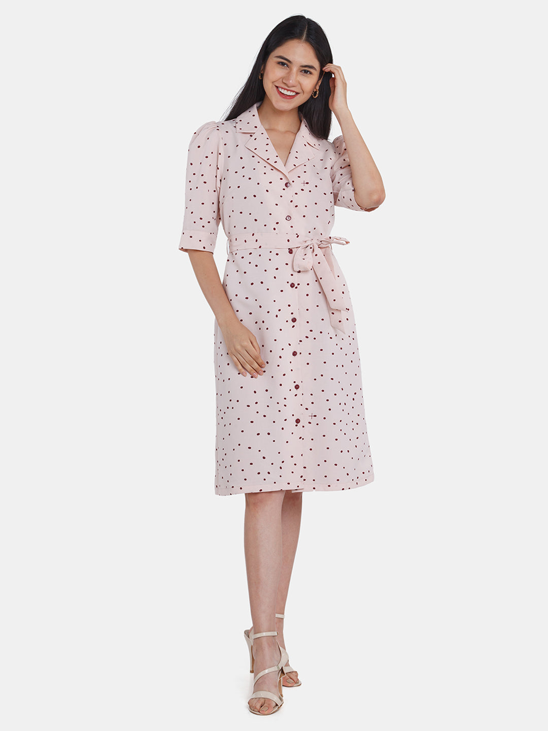 Pink Polka Shirt Dress