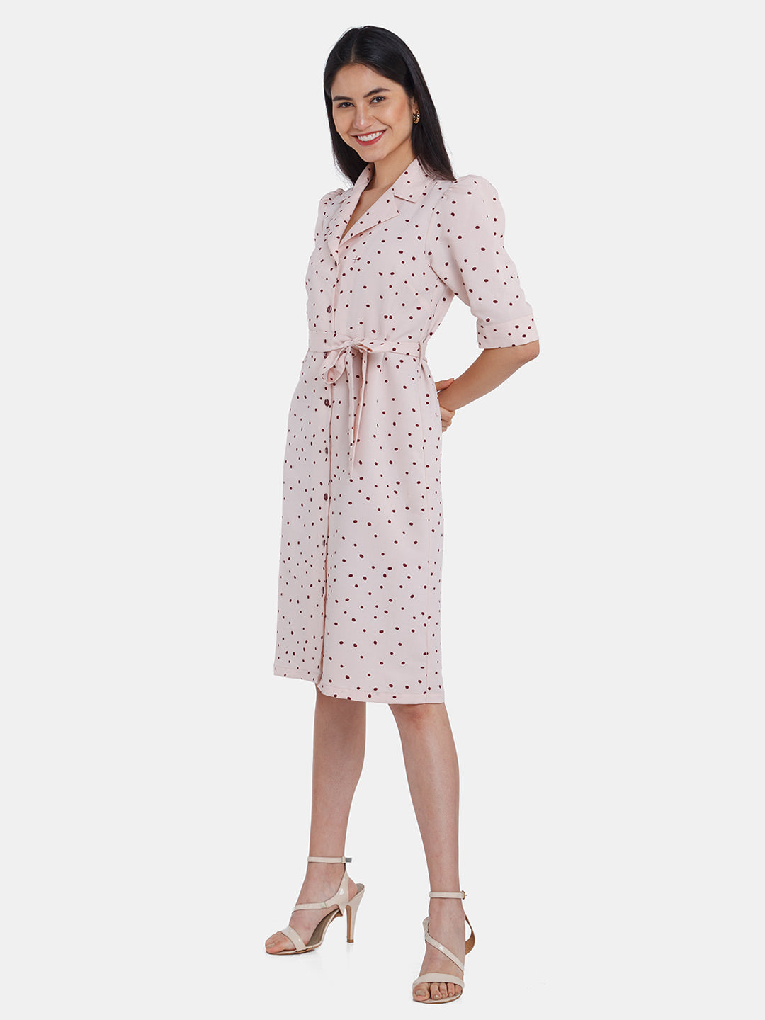 Pink Polka Shirt Dress