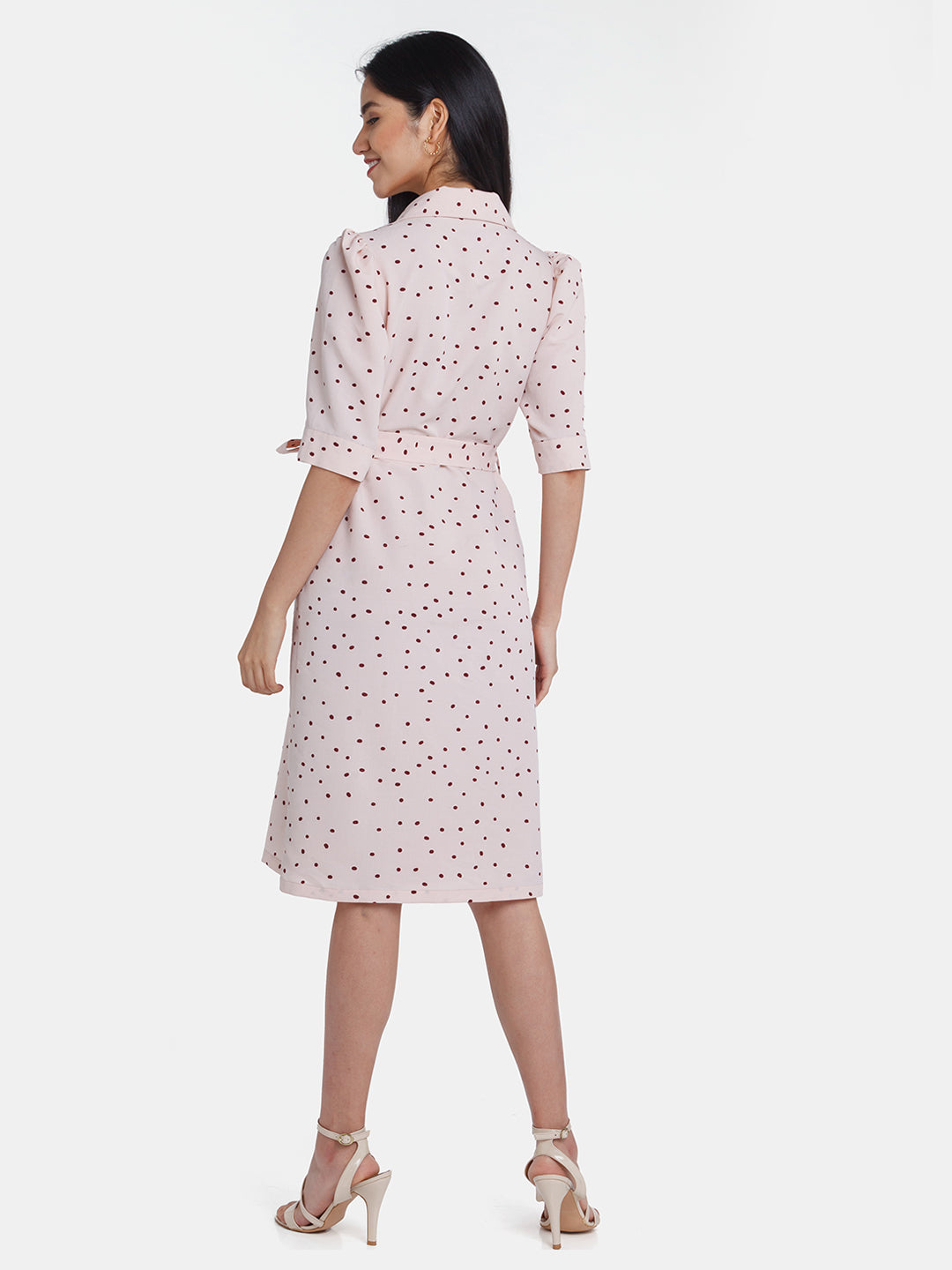 Pink Polka Shirt Dress