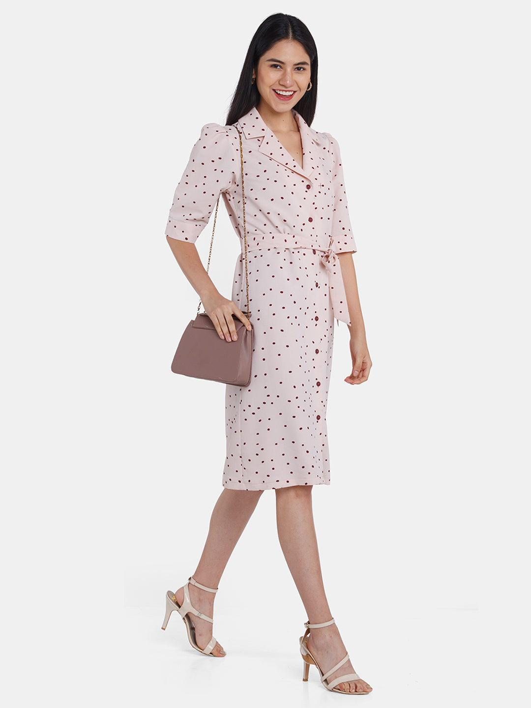 Pink Polka Shirt Dress