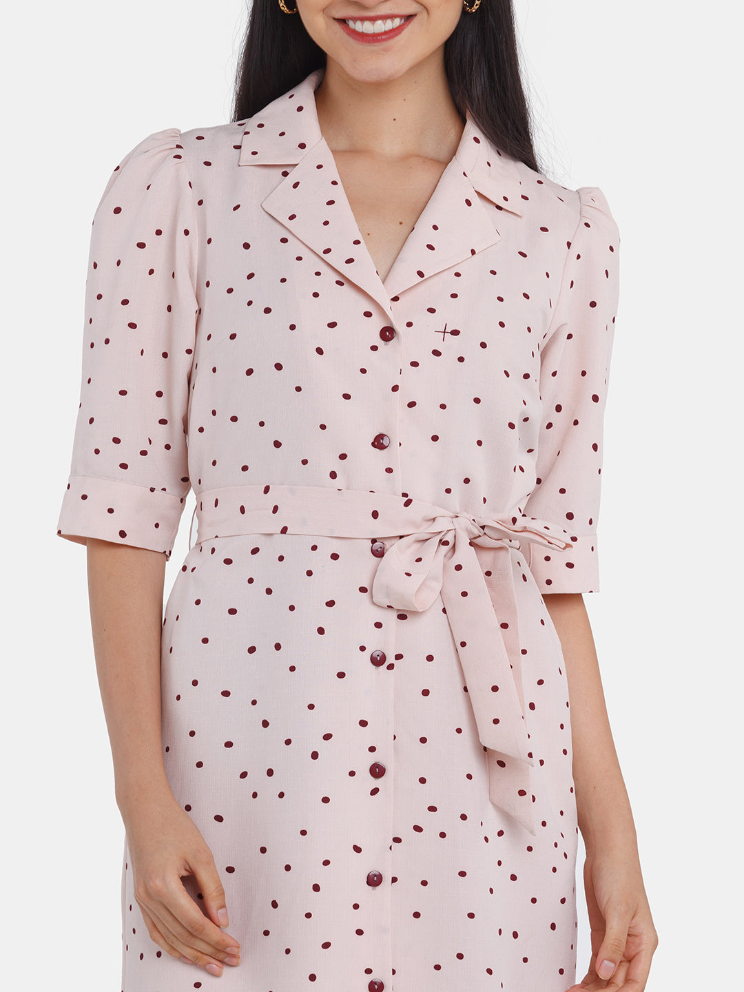 Pink Polka Shirt Dress