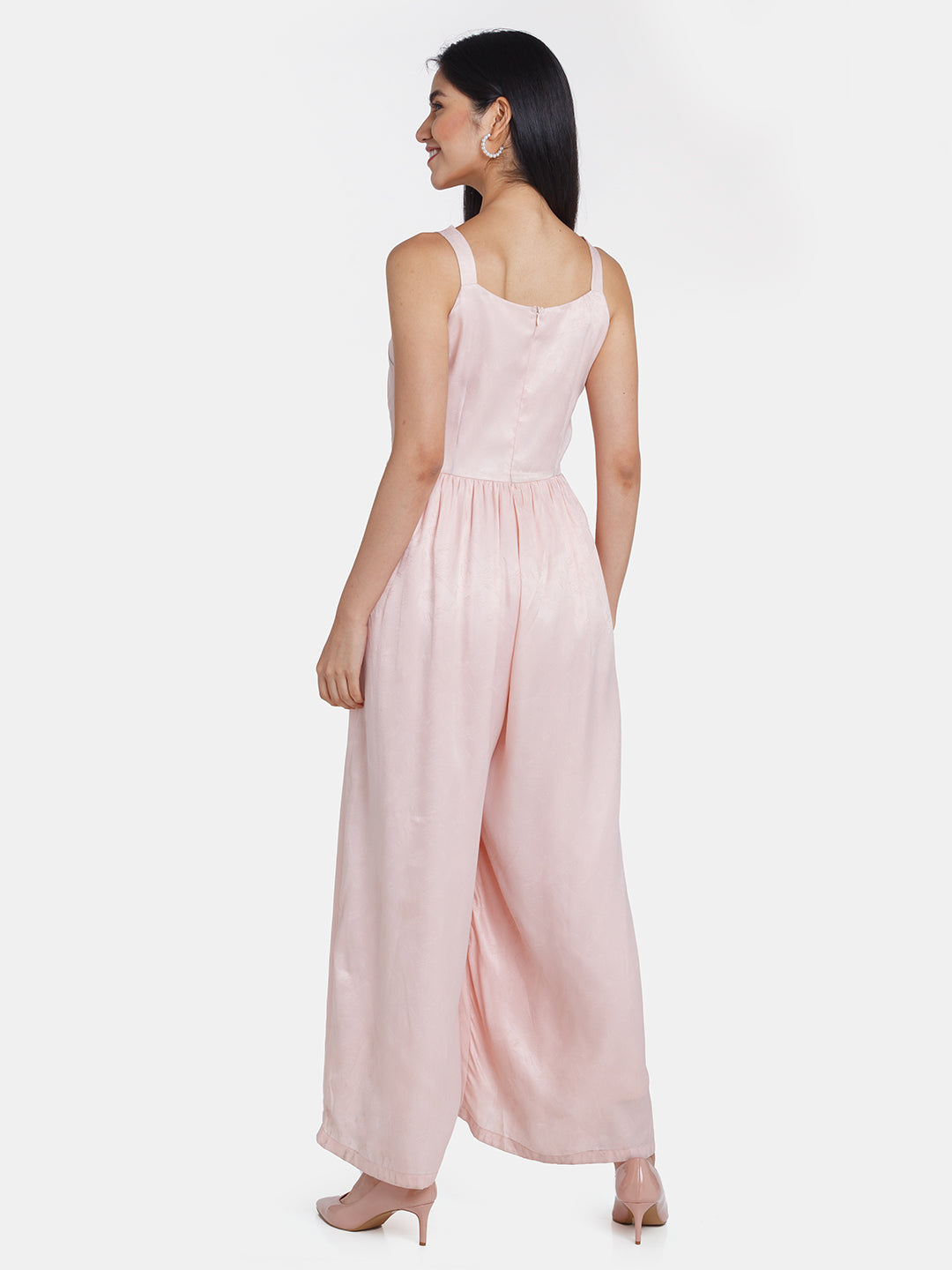 Pink Solid A-Line Jumpsuit