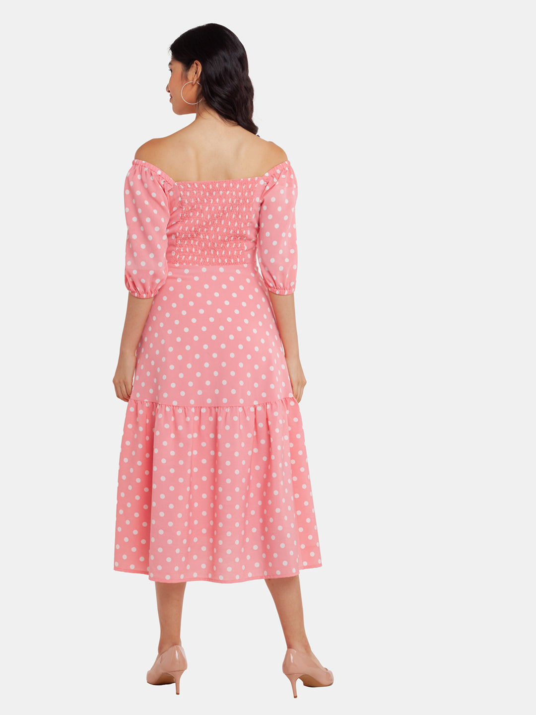 Pink Printed A-Line Maxi Dress