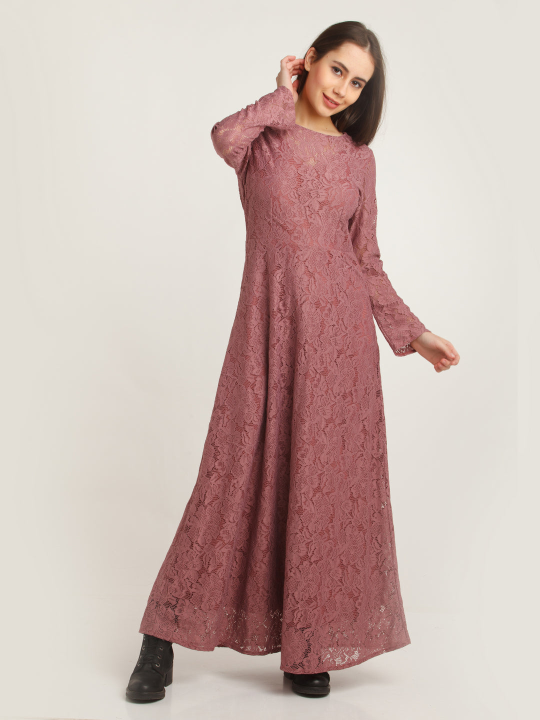 Pink Lace Maxi Dress