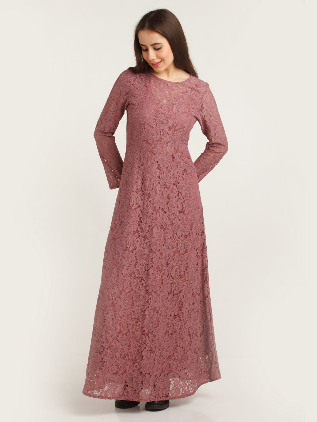 Pink Lace Maxi Dress