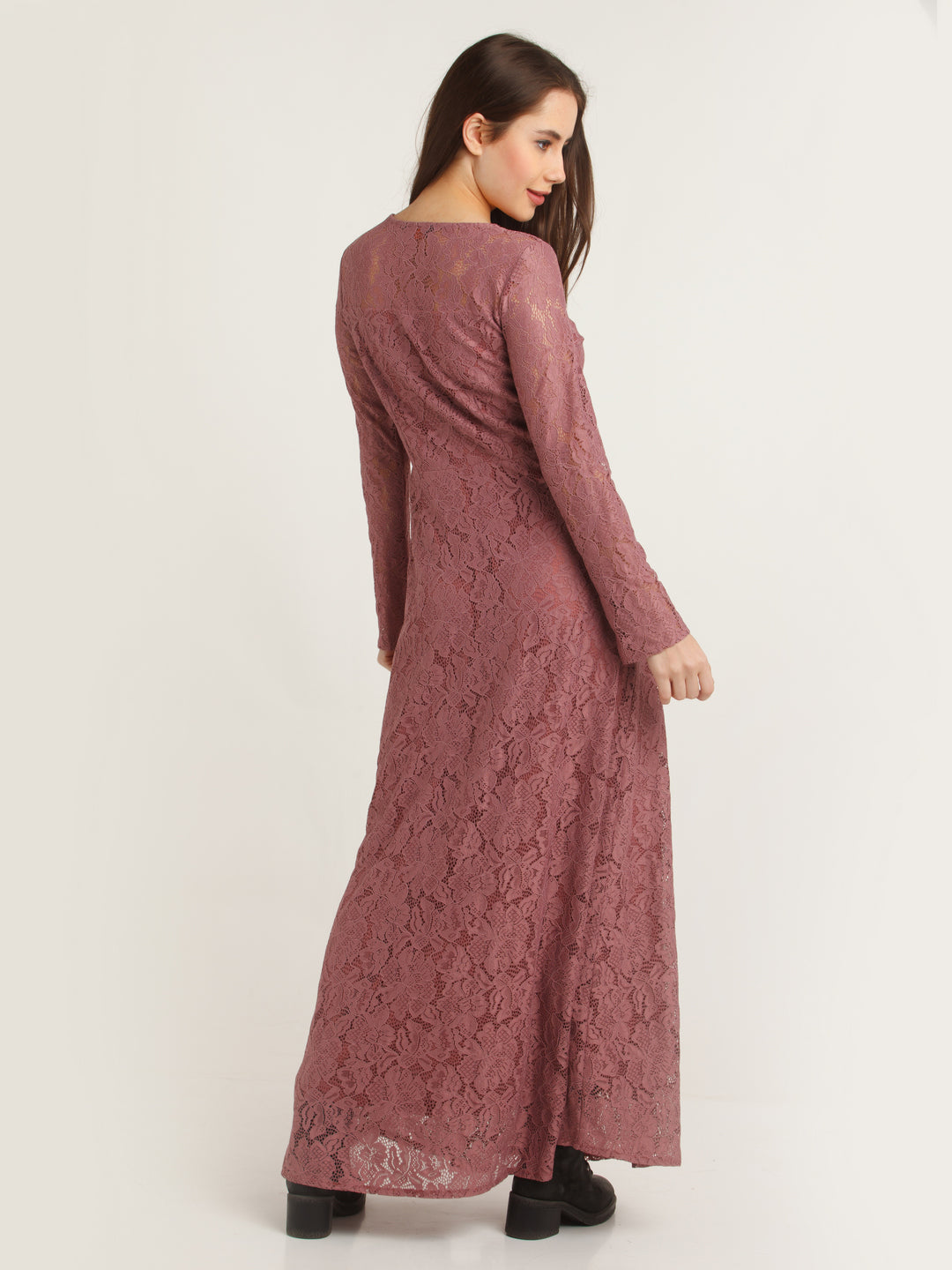 Pink Lace Maxi Dress