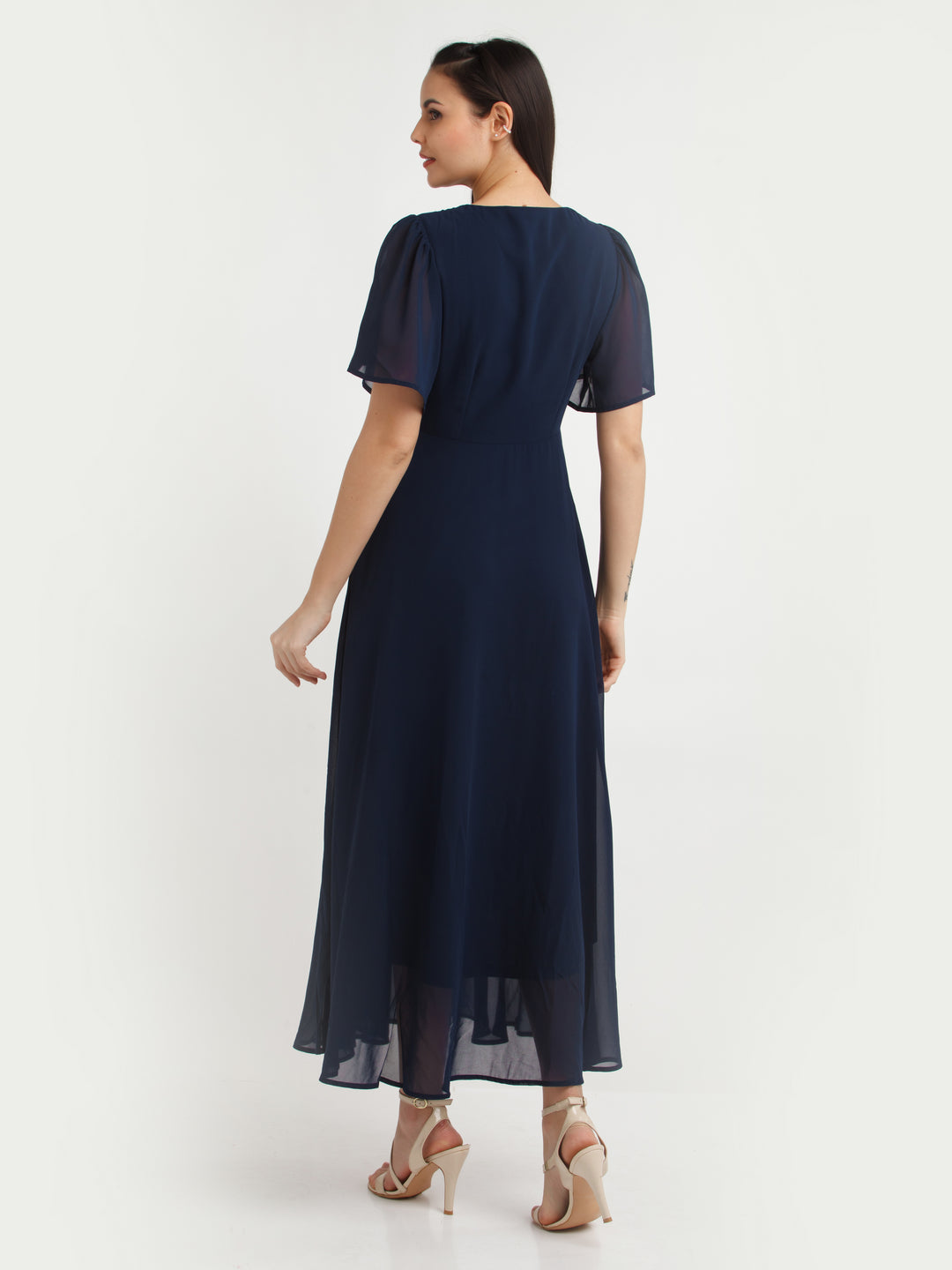 Navy Blue Embellished Maxi Dress