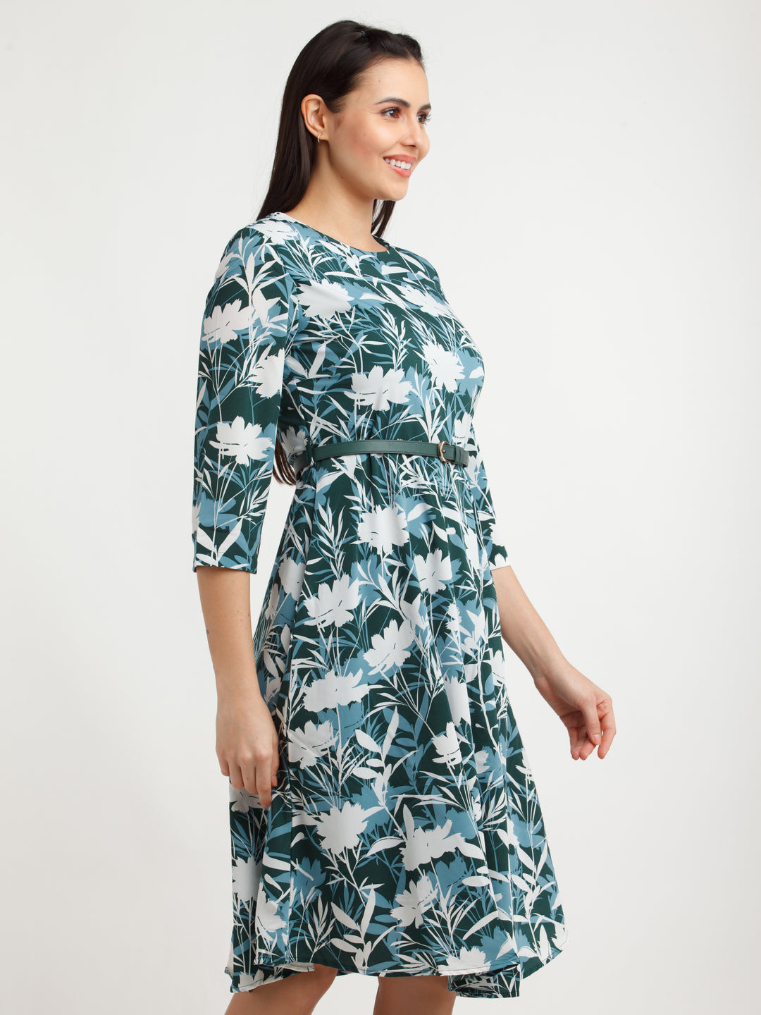 Green Printed Midi Dress