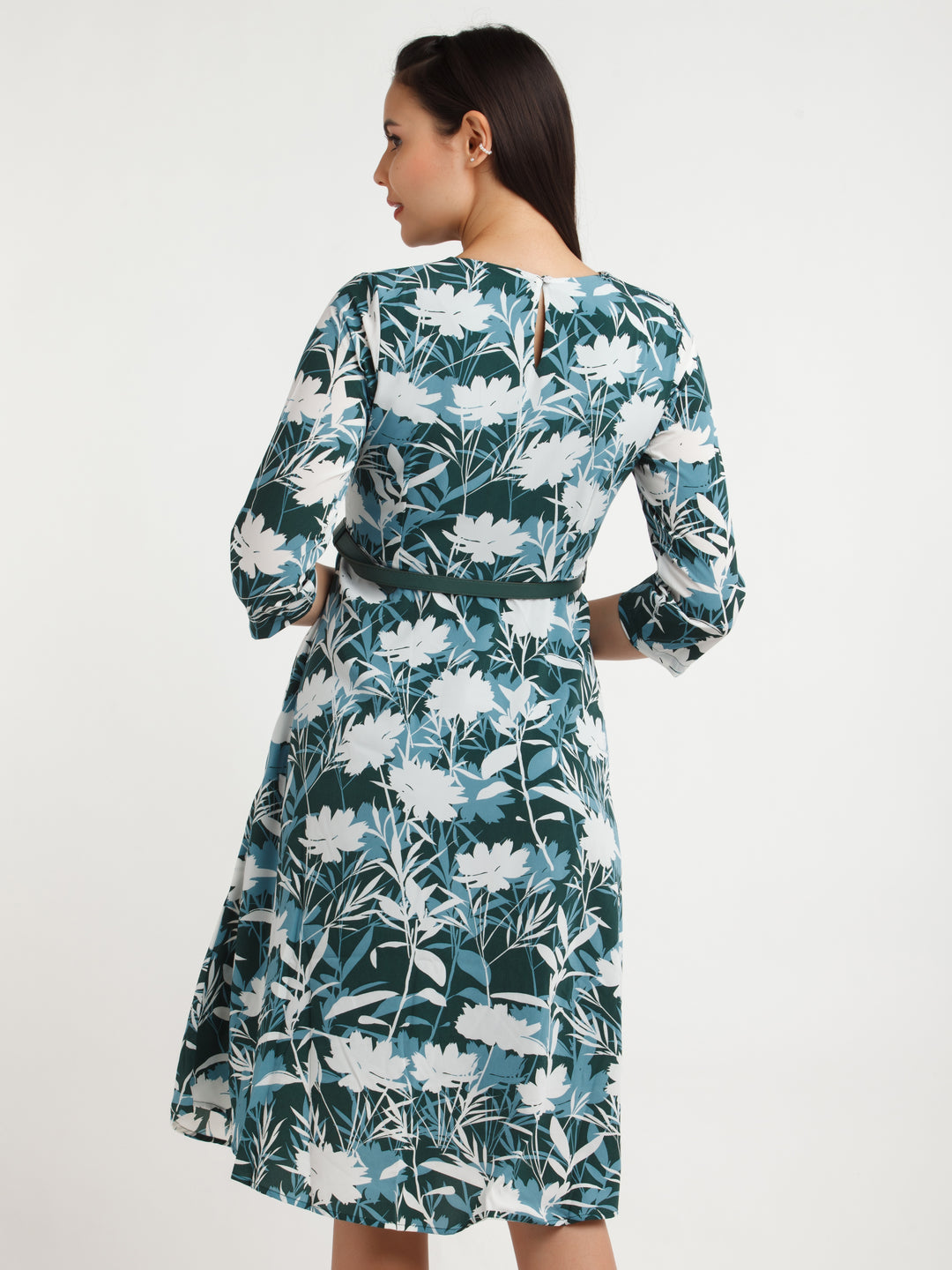 Green Printed Midi Dress