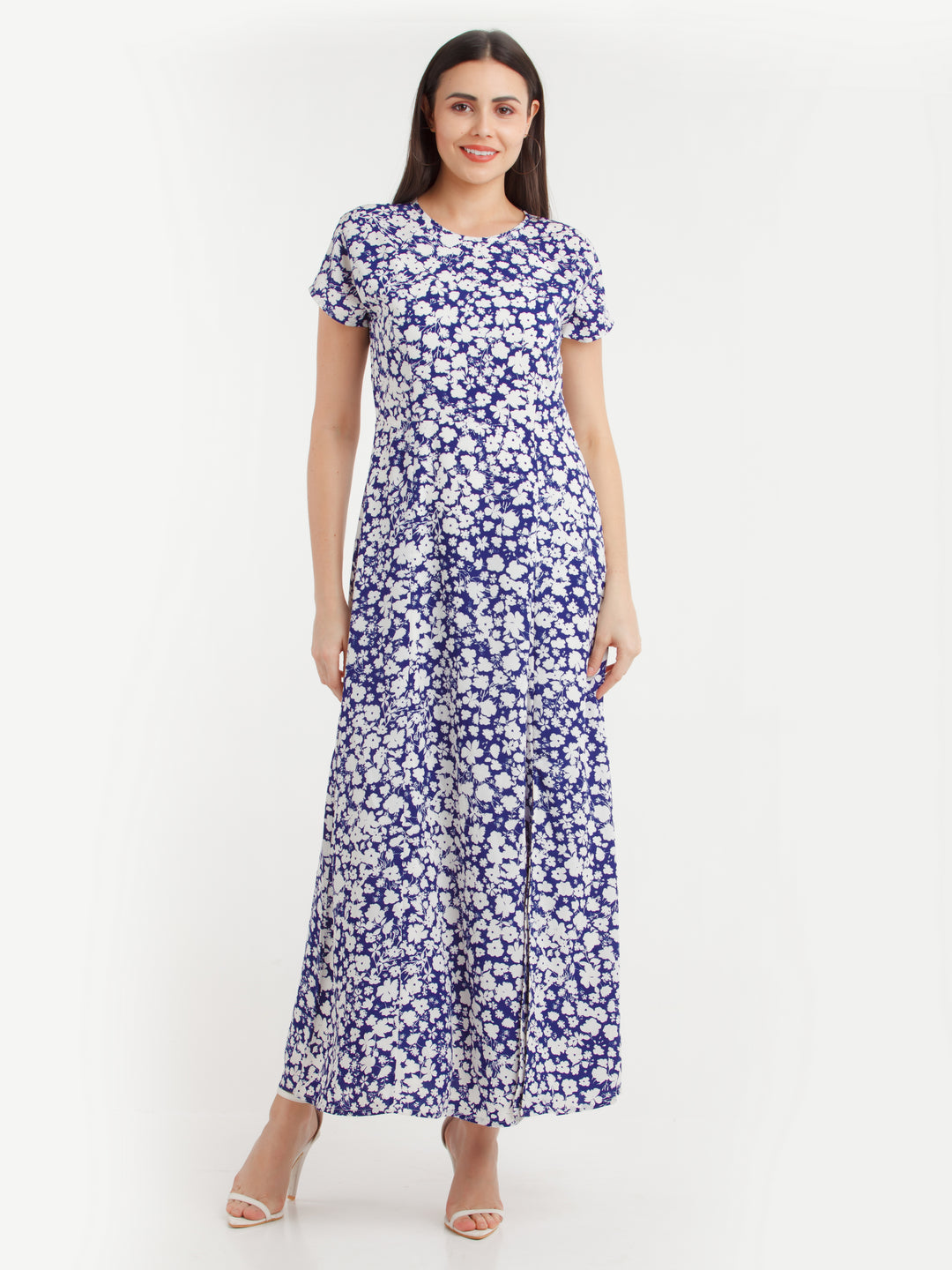 Blue Printed Maxi Dress