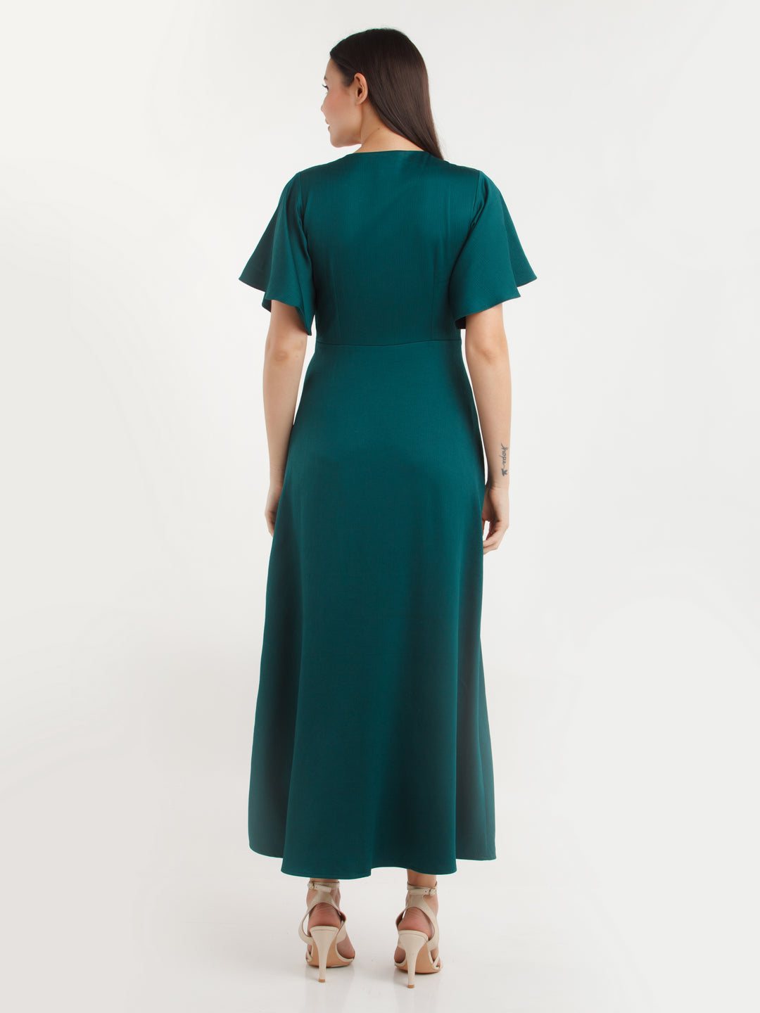 Green Solid Maxi Dress