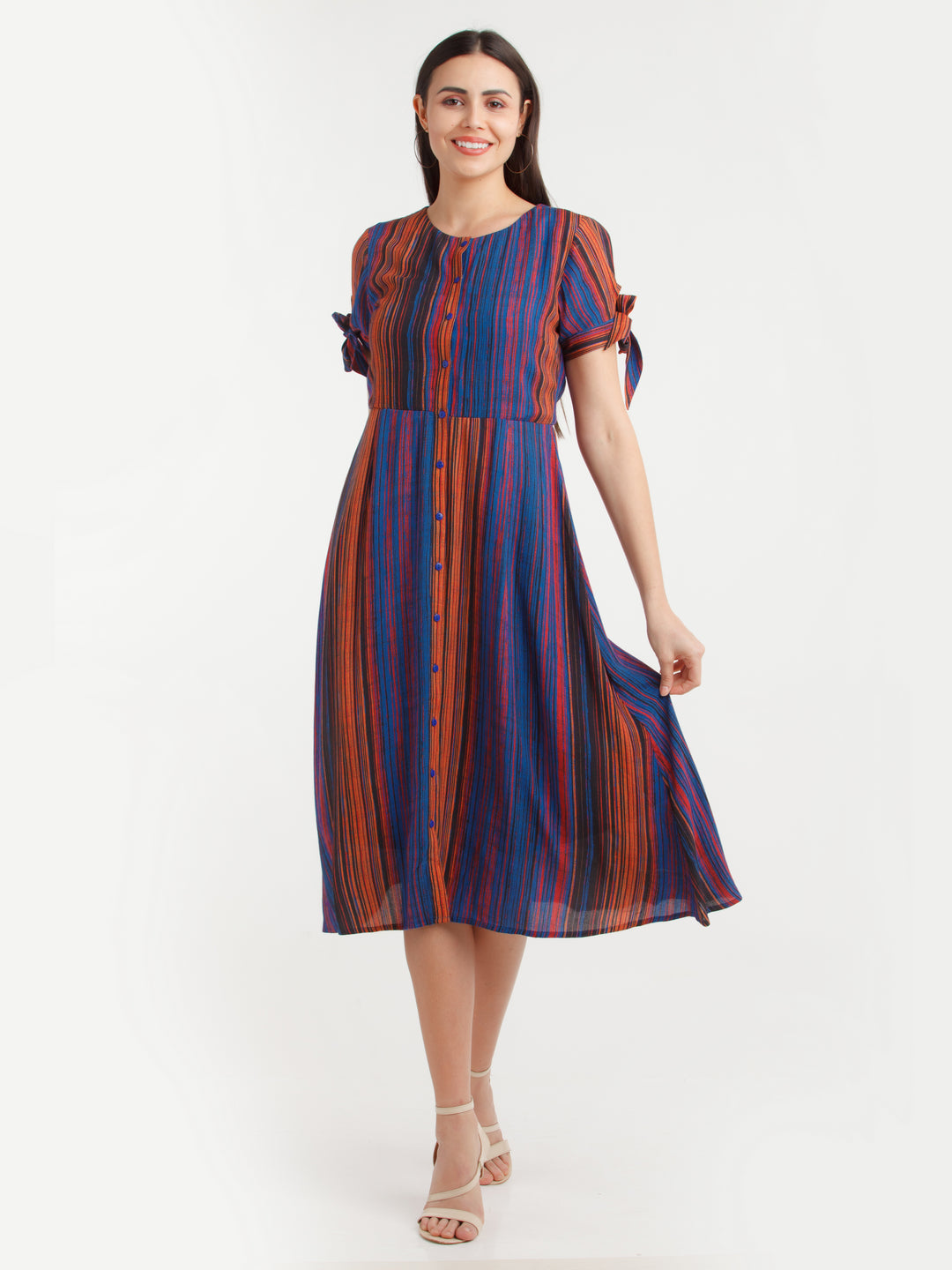 Multi Color Striped Midi Dress