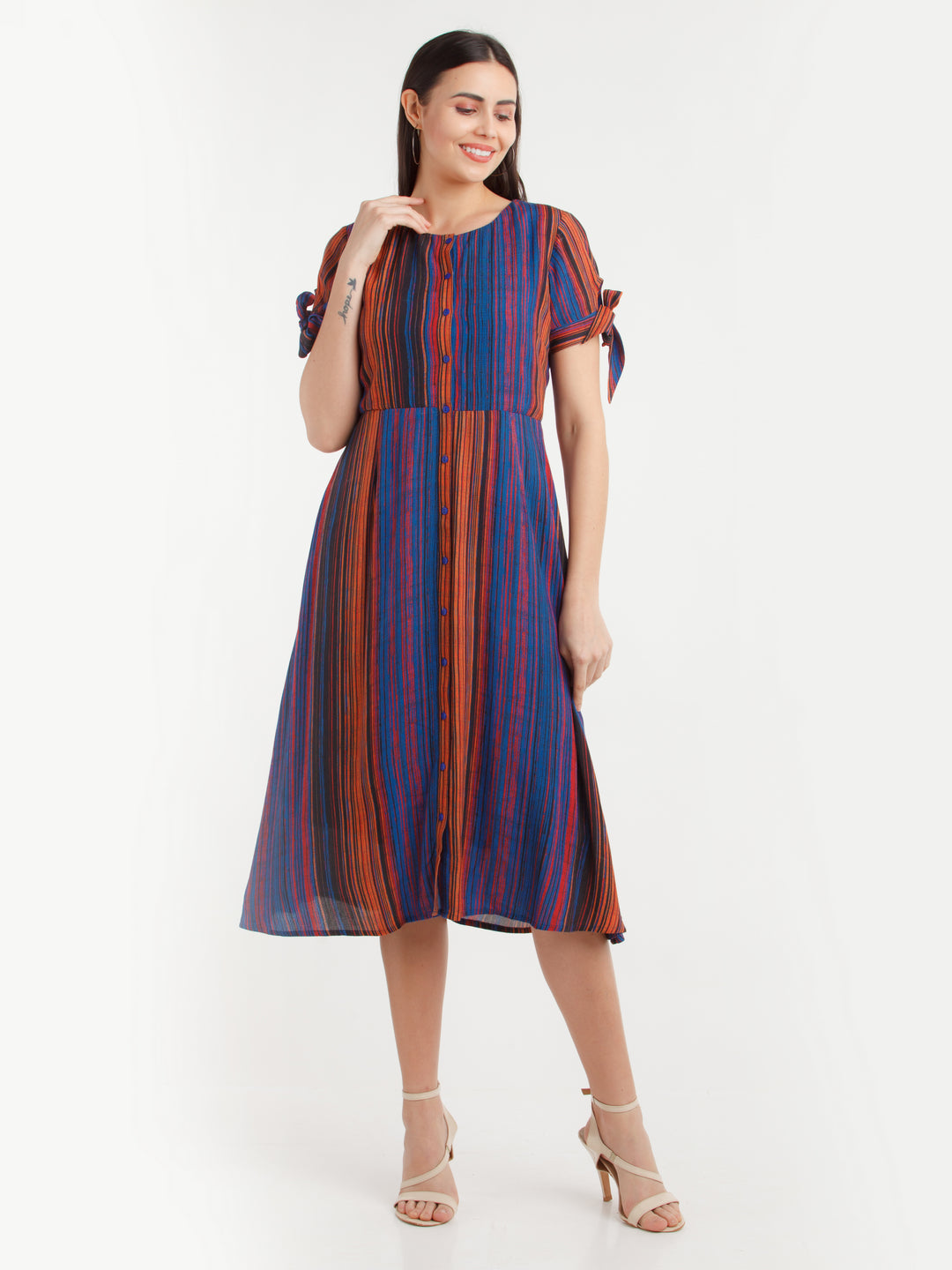 Multi Color Striped Midi Dress