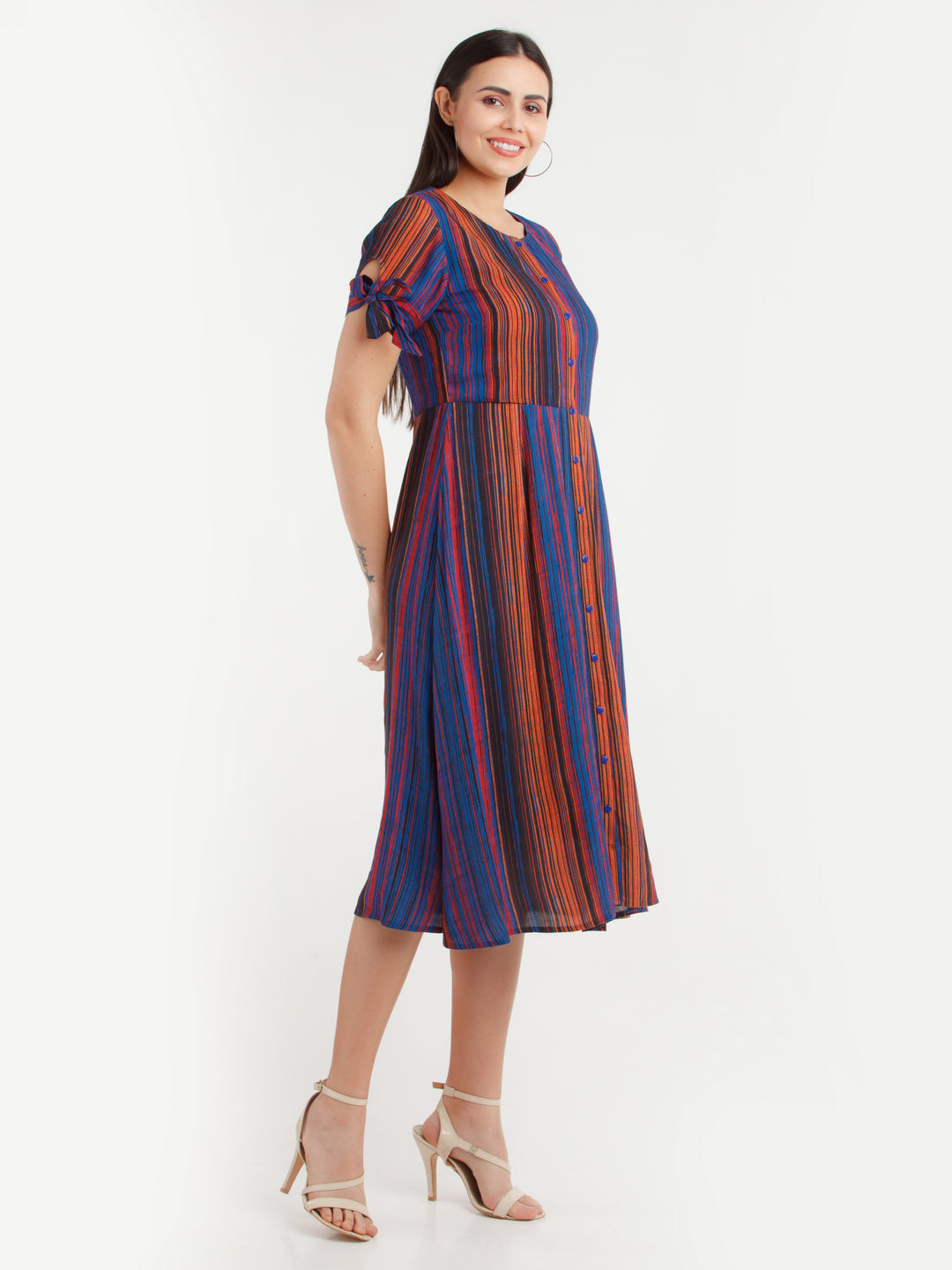 Multi Color Striped Midi Dress