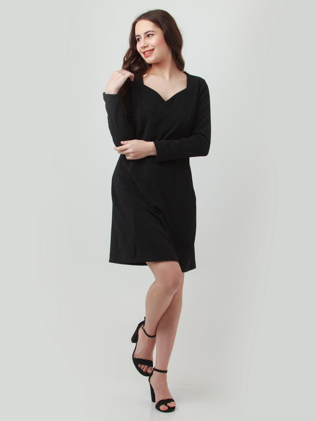 Black Solid Fitted Short Dress