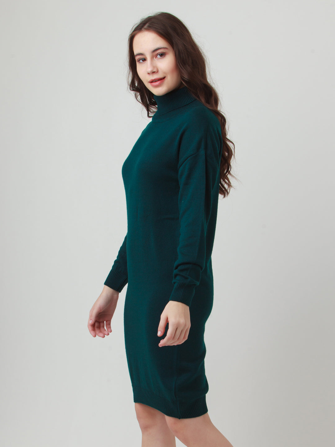 Green Solid Oversized Sweater For Women