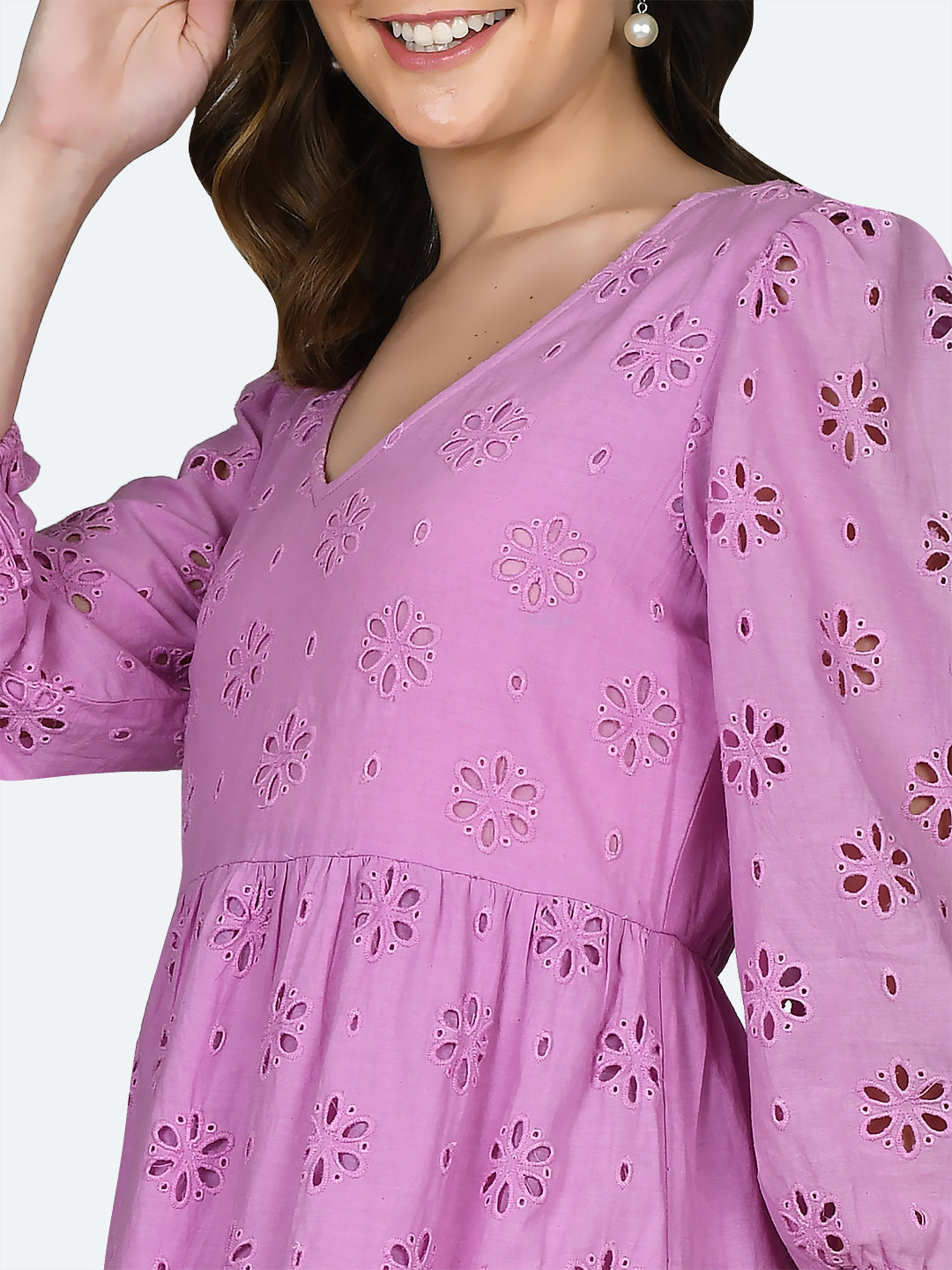 Pink Embroidered Short Dress