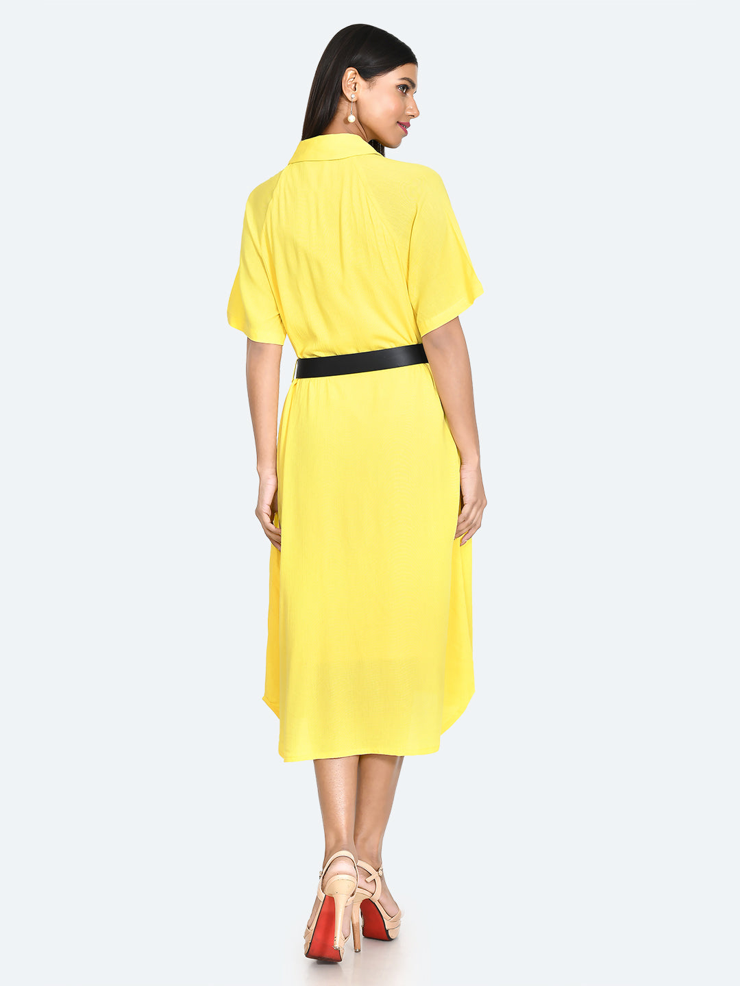 Yellow Solid Shirt Dress