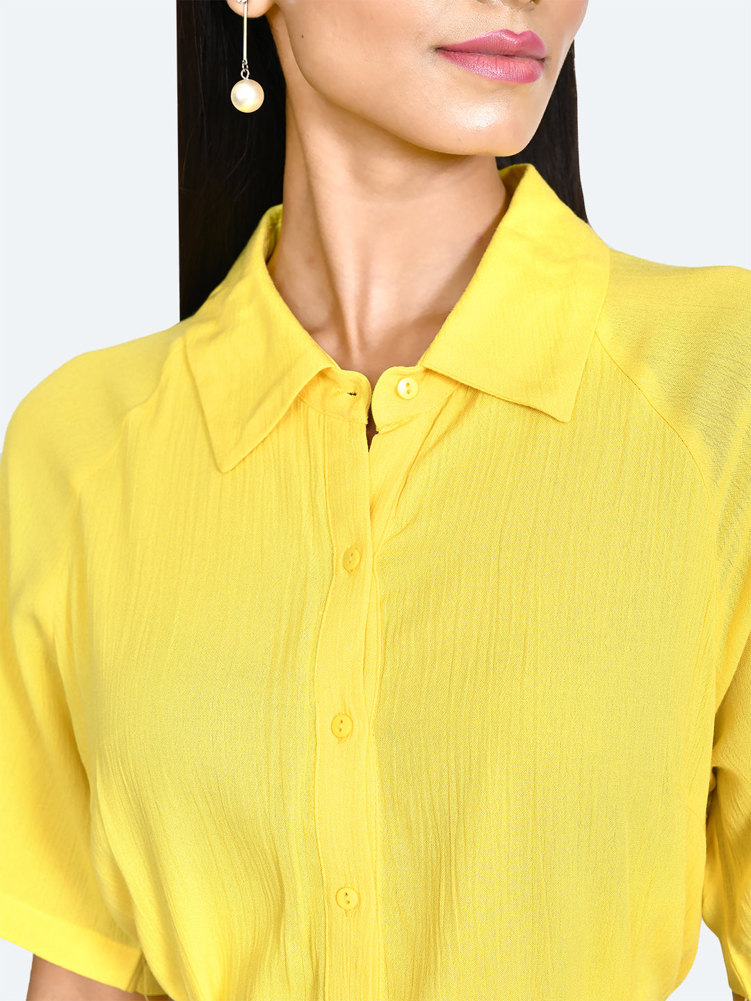 Yellow Solid Shirt Dress