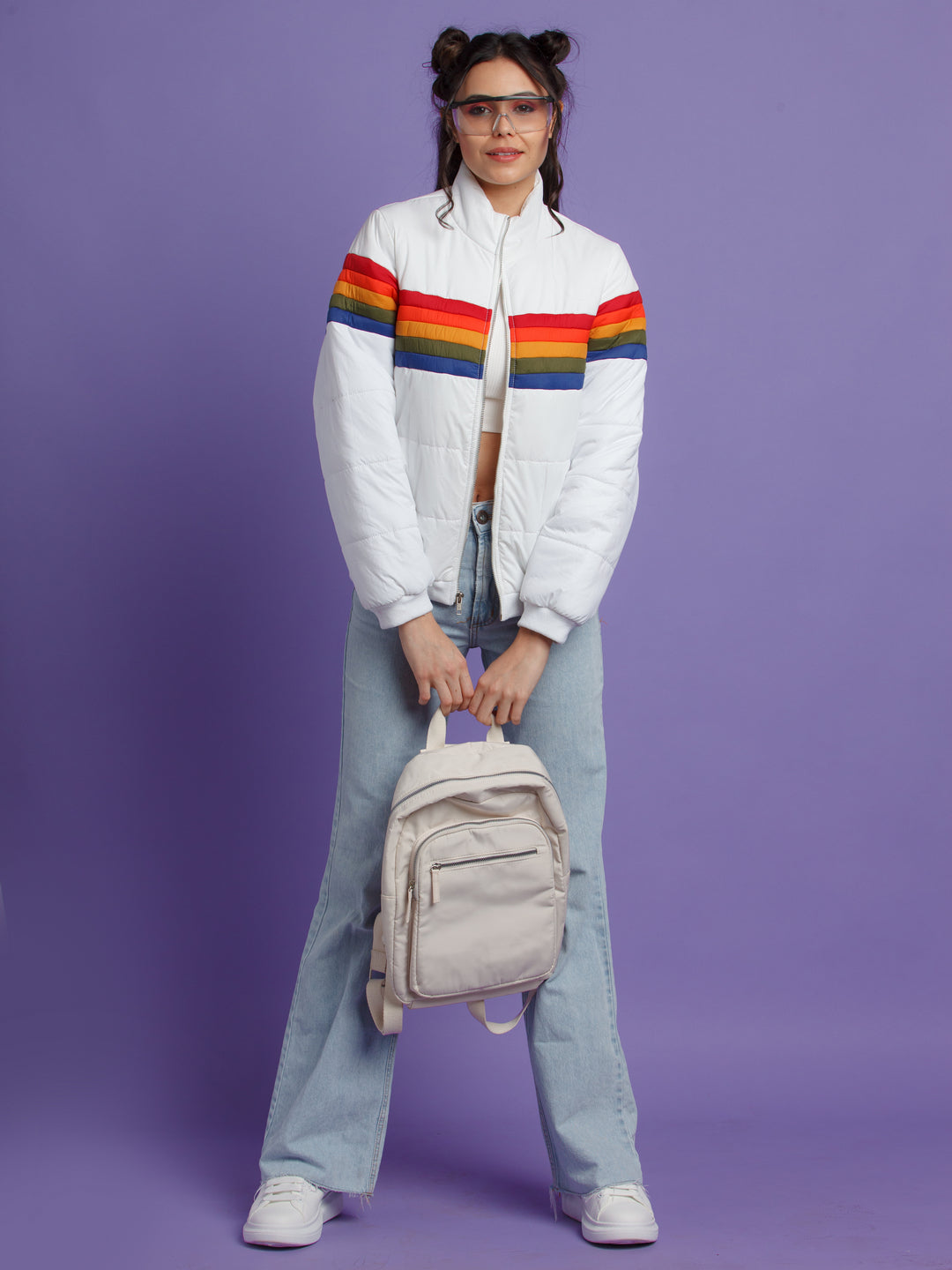 White Colorblock Jacket