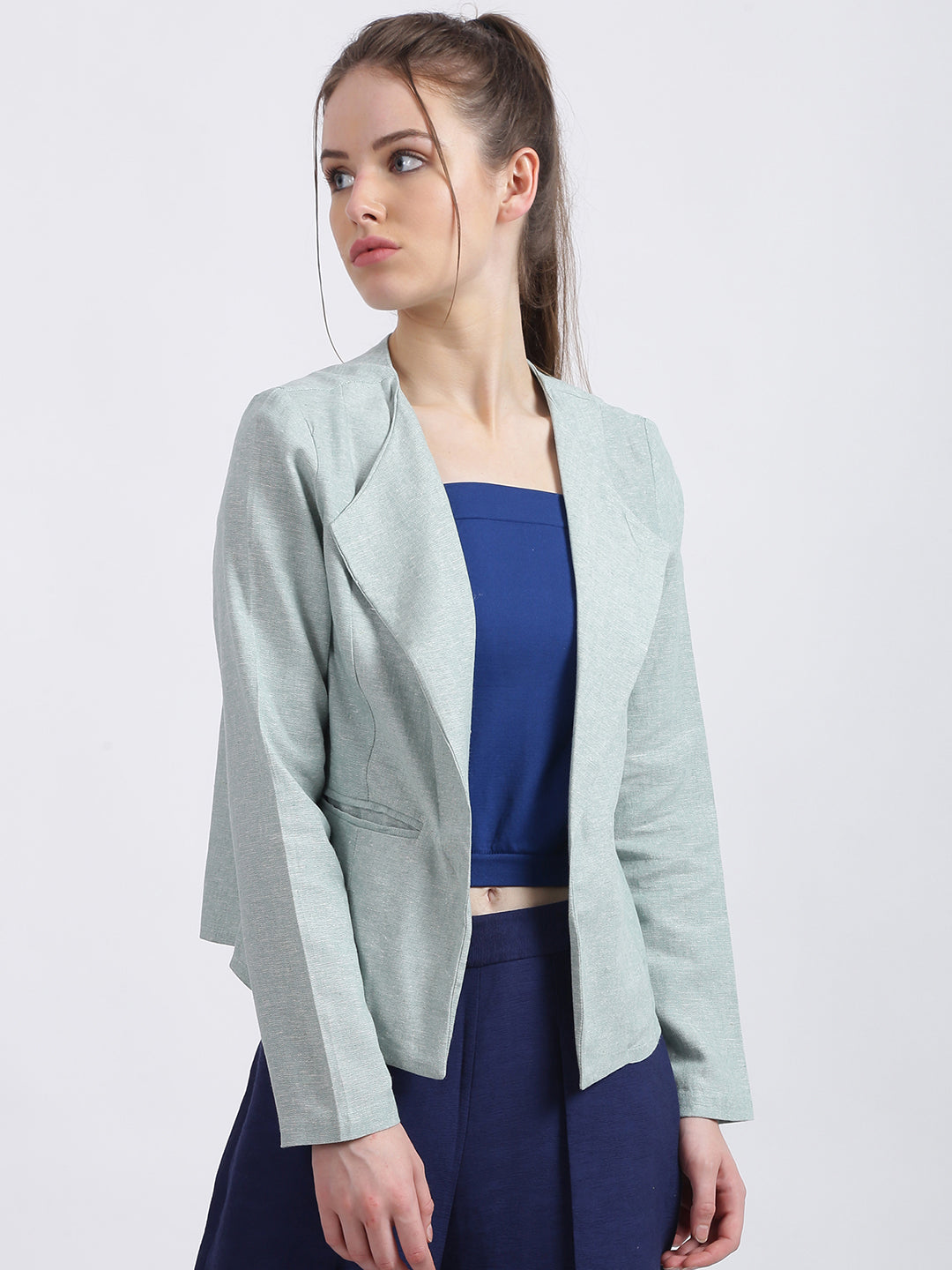 Green Solid Summer Jacket