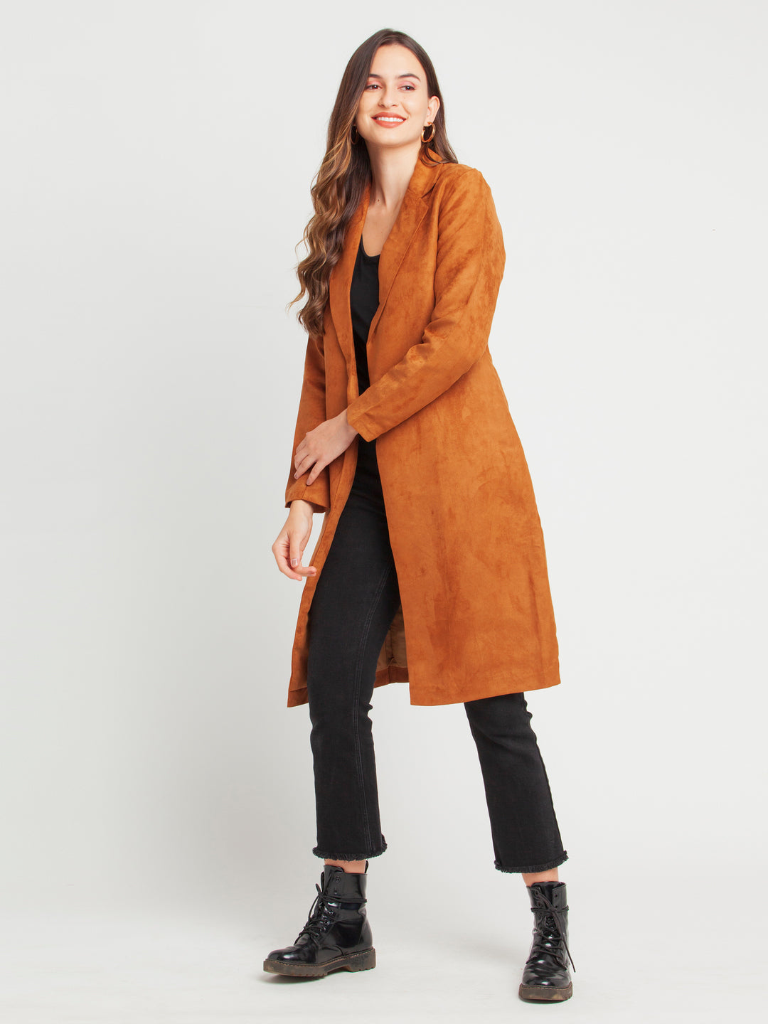 Tan Solid Trench Coat