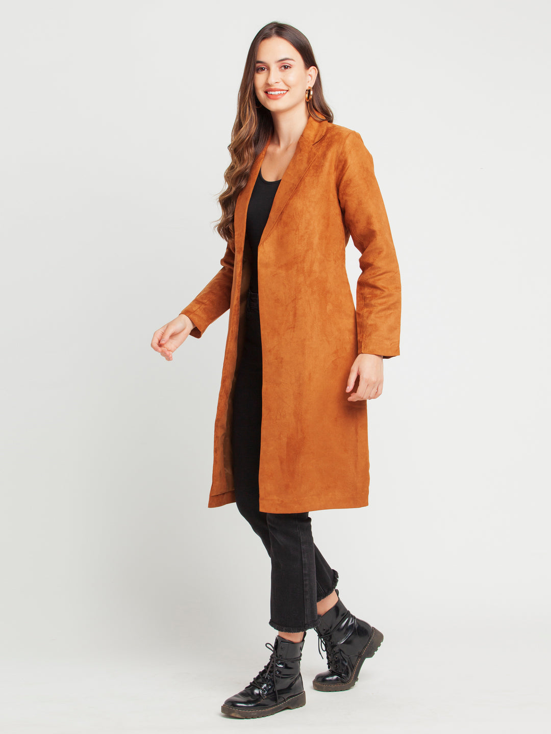 Tan Solid Trench Coat