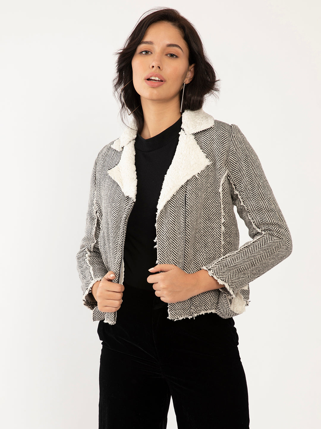 Black & White Casual Jacket for Women