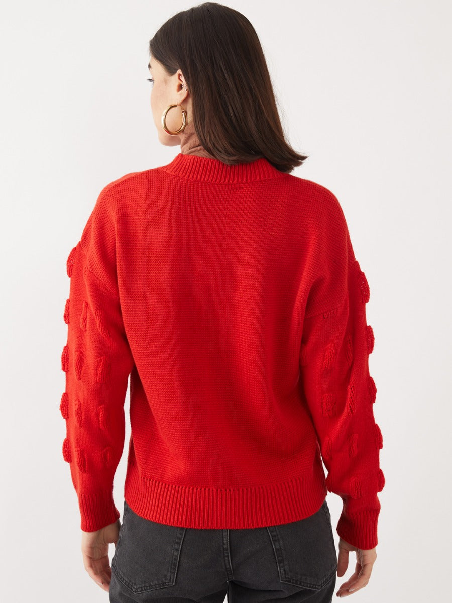 Red Solid Cardigan