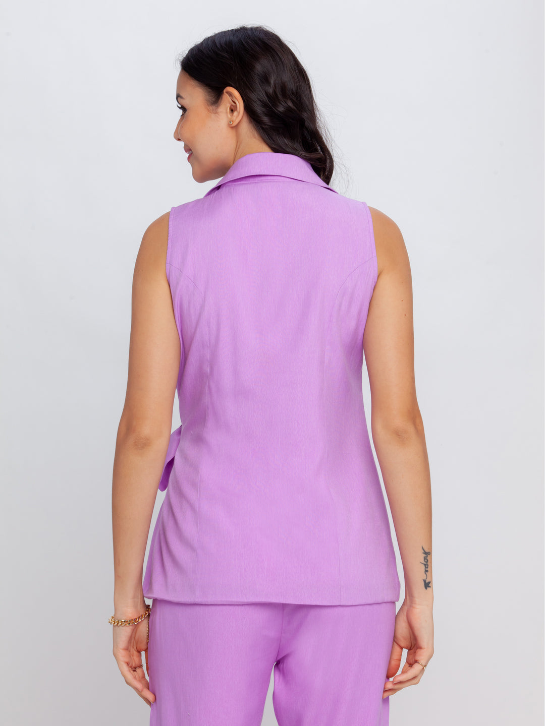 Purple Solid Jacket  For Women