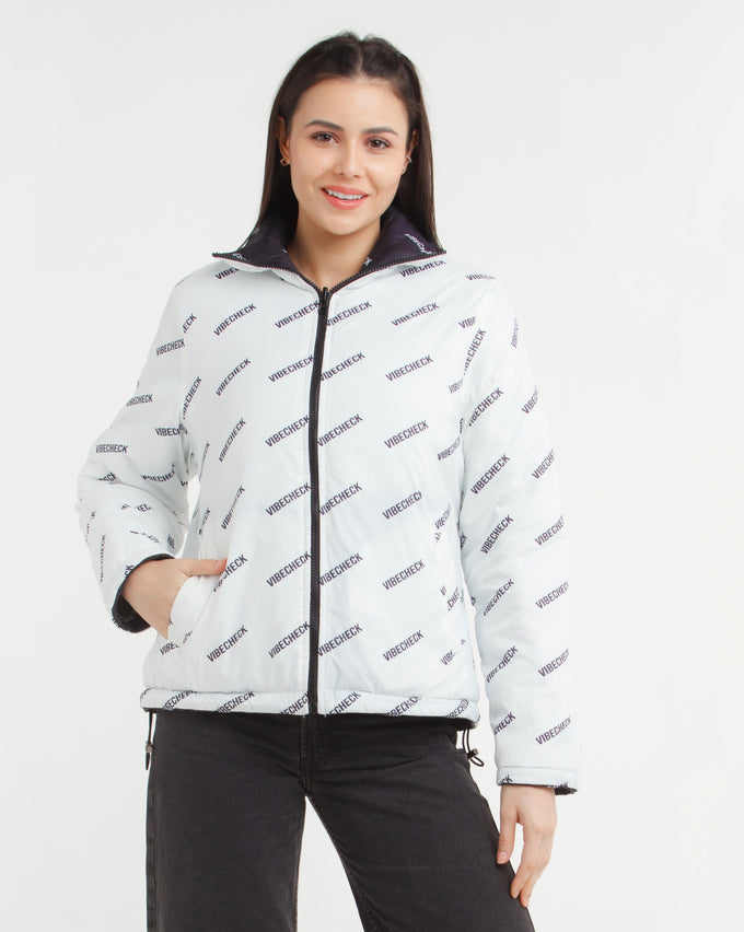 White Printed Jacket For Women