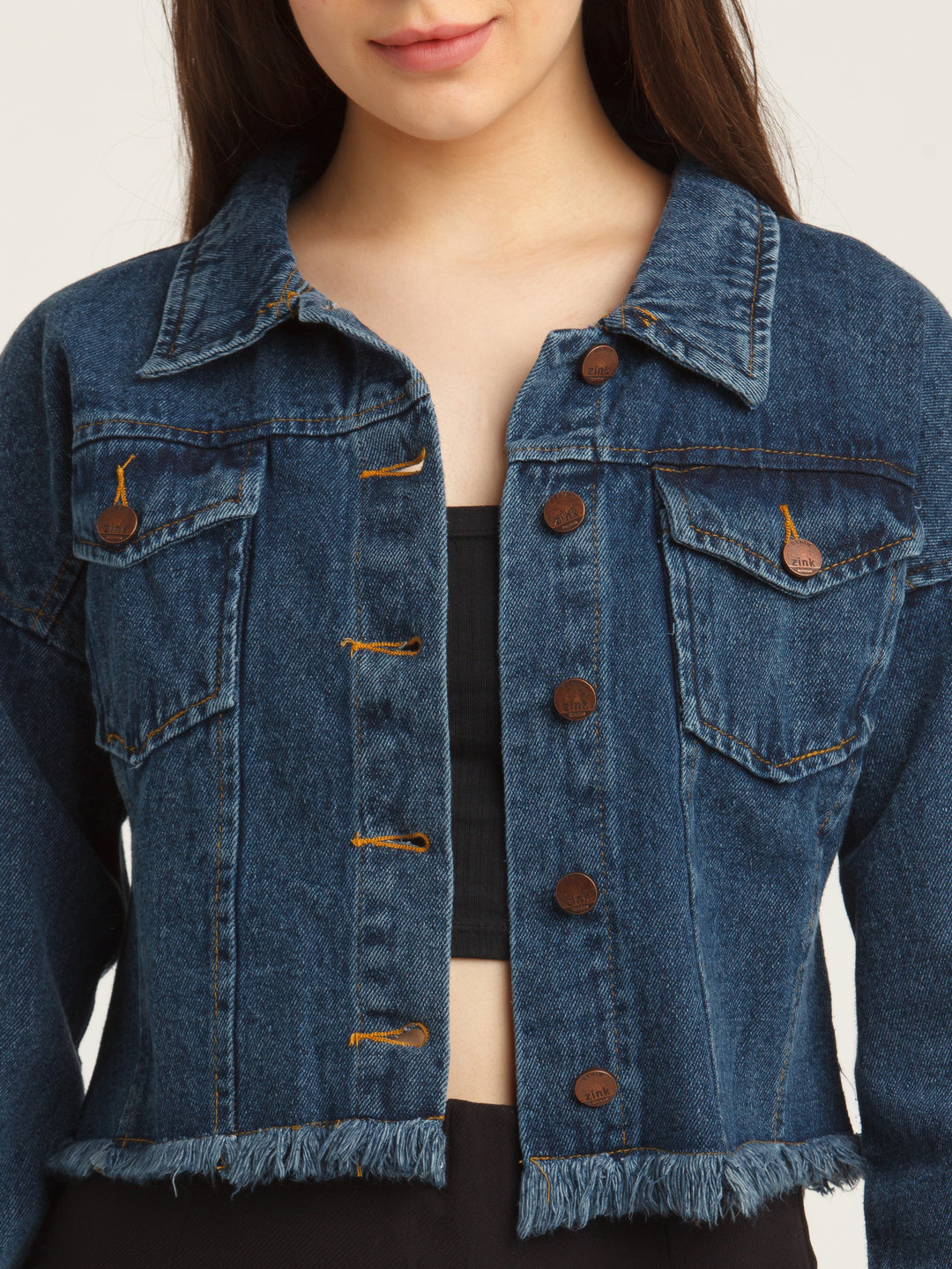 Blue Solid Straight Jacket
